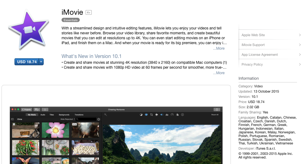 old version of imovie free download